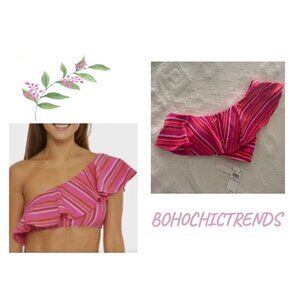 🩷 3/$10 BUNDLE SALE NWT Trina Turk One Shoulder Bikini TOP Size 10